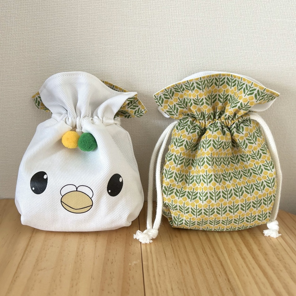 【リバーシブル】ワピポッポお顔巾着【ハンドメイド】