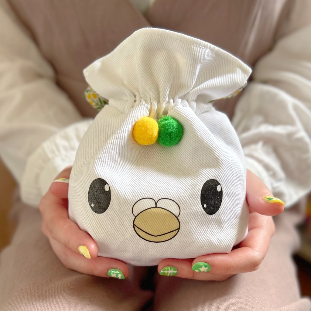 【リバーシブル】ワピポッポお顔巾着【ハンドメイド】