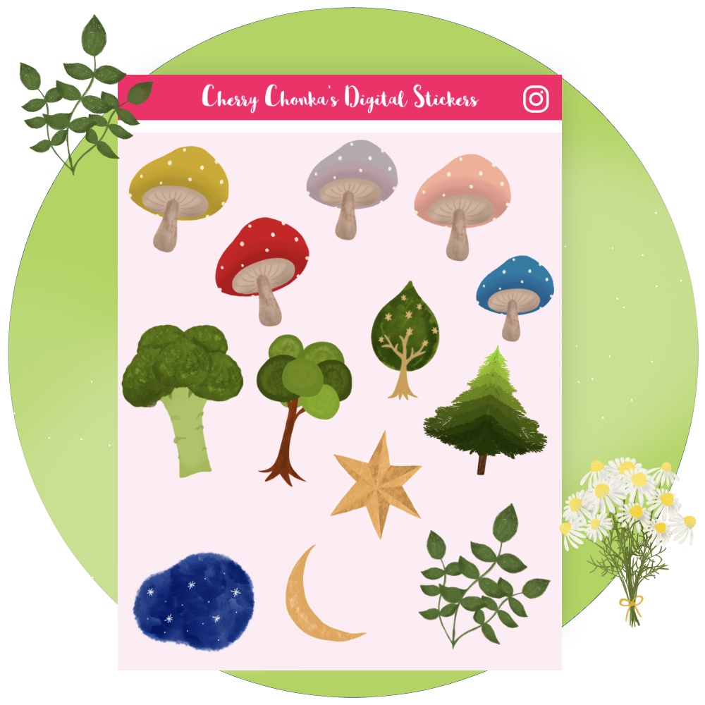 Forest Life デジタルステッカー♥(GoodNotes専用) 3シート | Forest Life Digital Stickers in GoodNotes Format