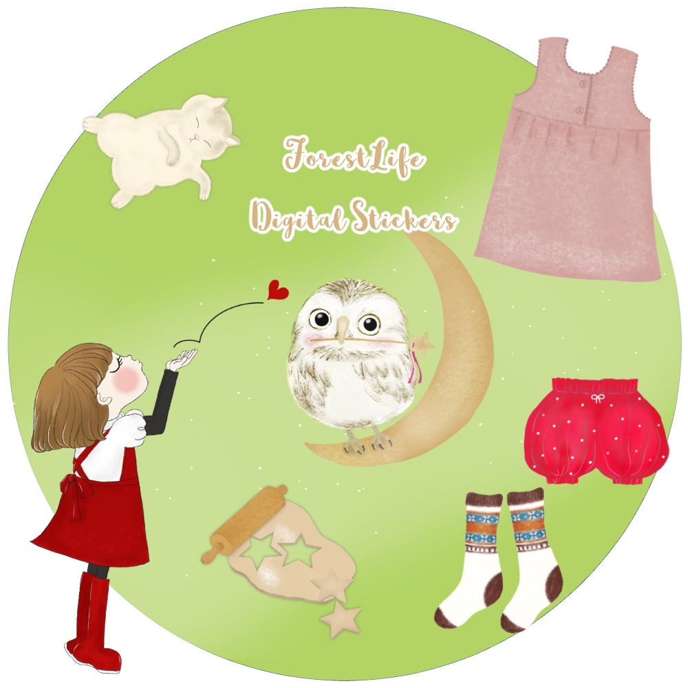 Forest Life デジタルステッカー♥(GoodNotes専用) 3シート | Forest Life Digital Stickers in GoodNotes Format