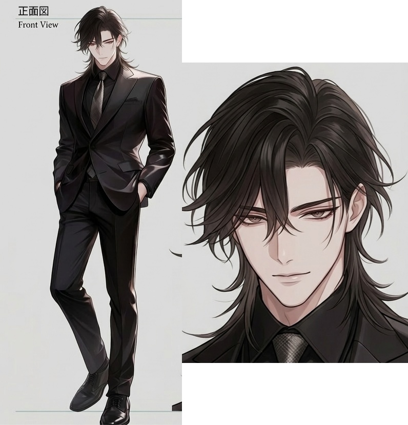 男性用立ち絵上半身AIイラスト