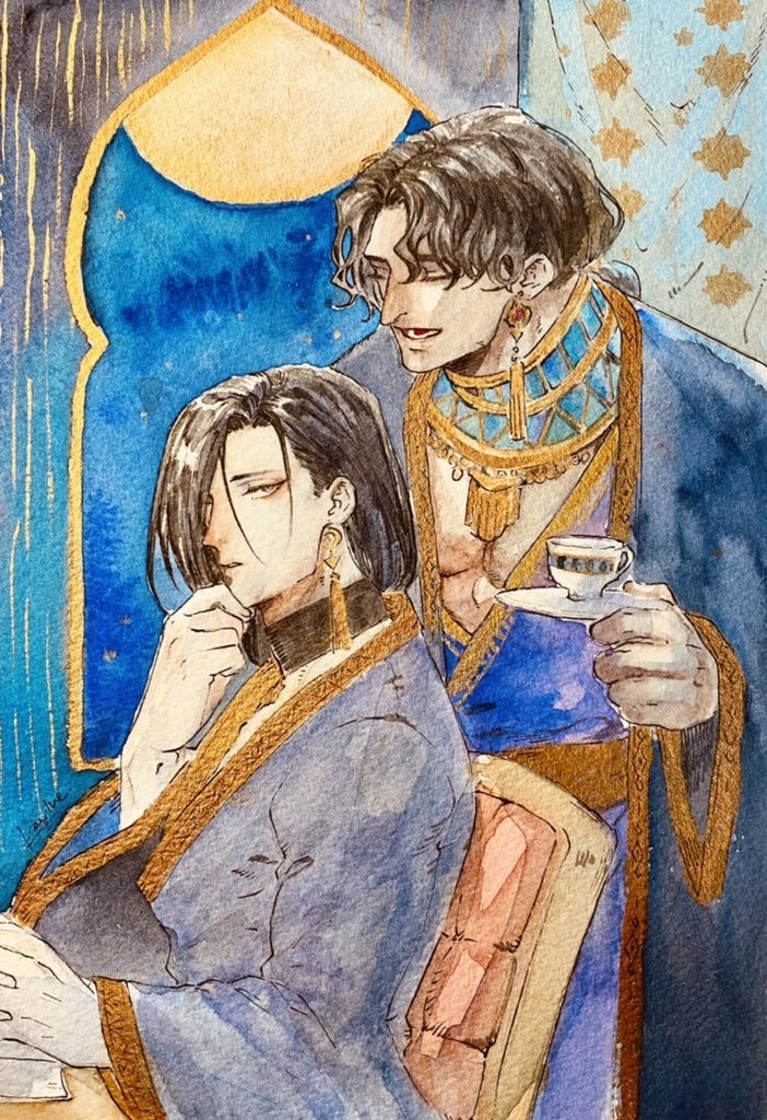 深夜の茶会【アナログイラスト原画】