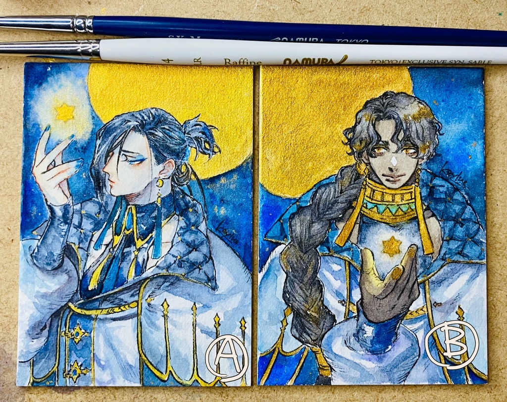 ATC原画 黄金の月【アナログイラスト原画】