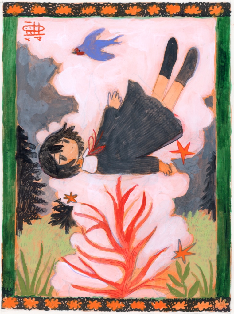 『曇り空に煙』【フレームレス原画】