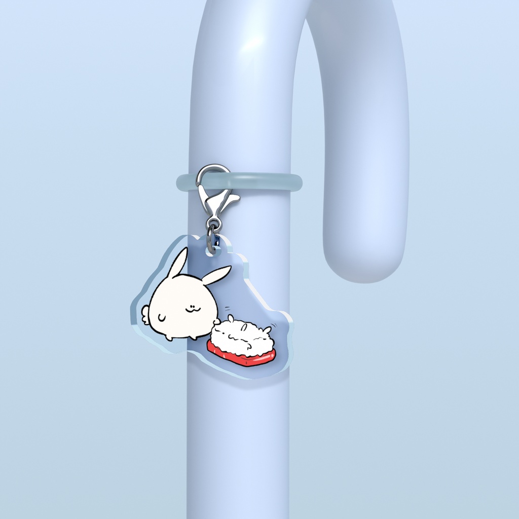 おすしをつつくうさぎのめじるしチャーム