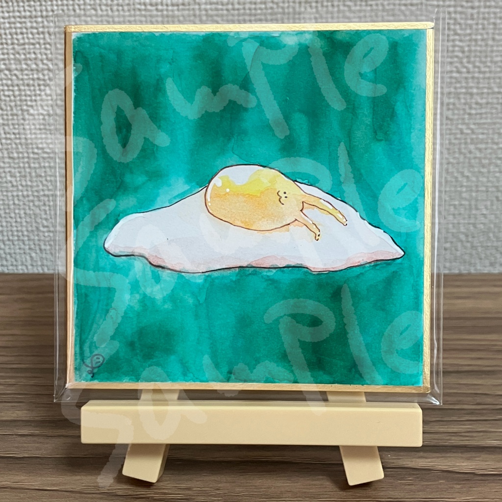 目玉焼き状のうさぎのミニ色紙