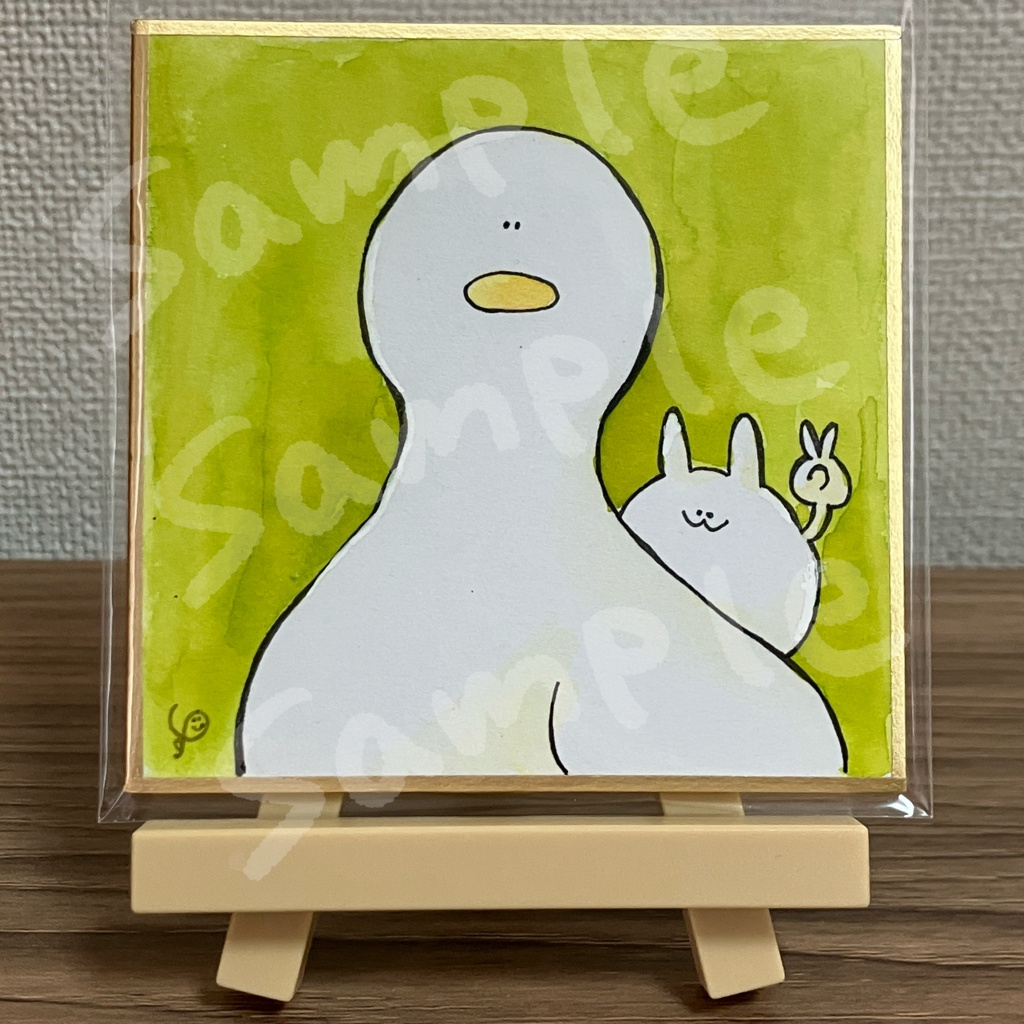 うさぎとアヒルのミニ色紙