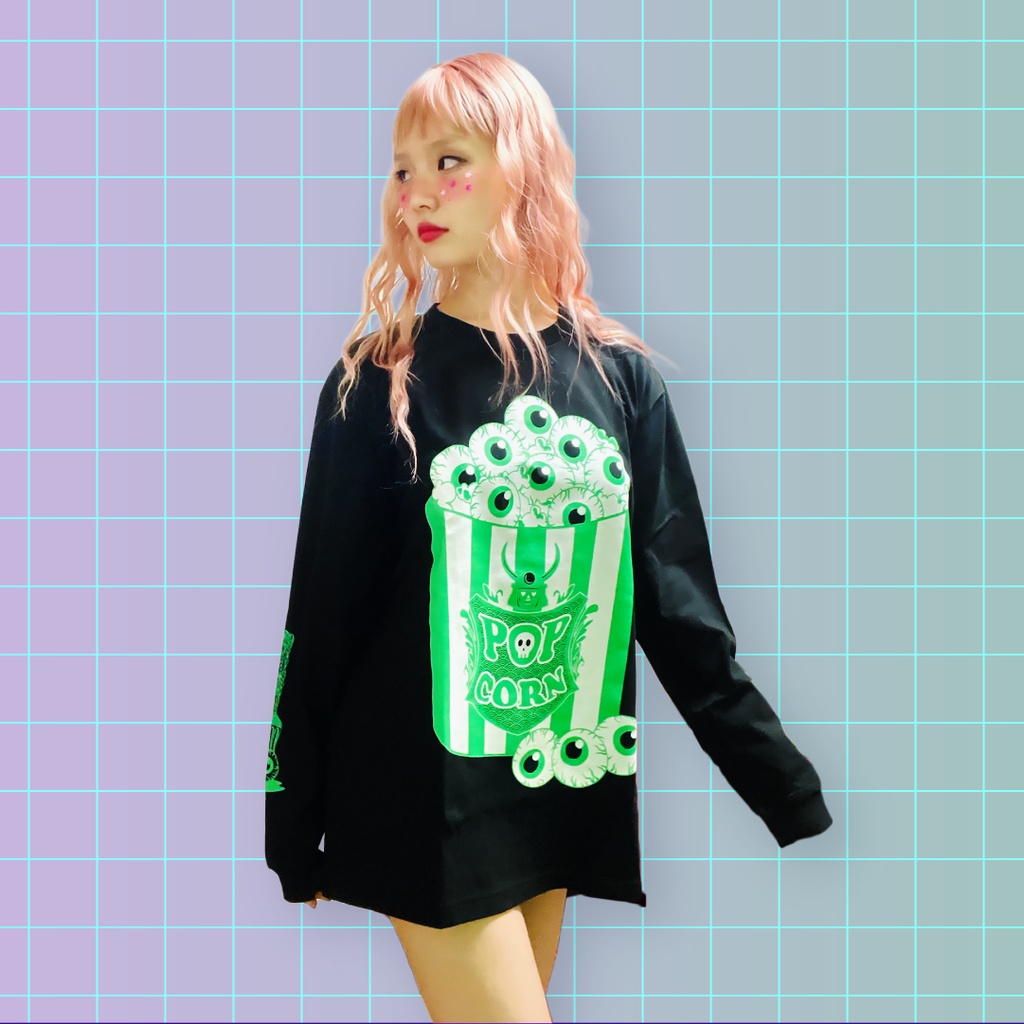 EYEBALL POPCORN long sleeve - NeonGreen