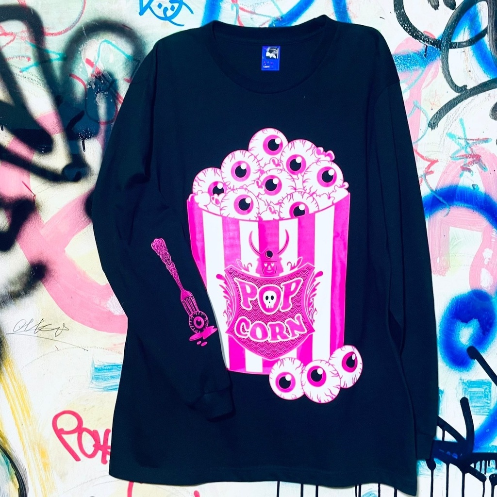 ピンクな目玉ポップコーン ロンT