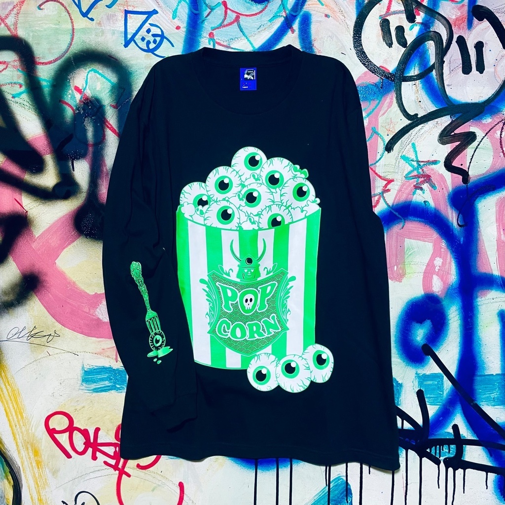 グリーンな目玉ポップコーン ロンT