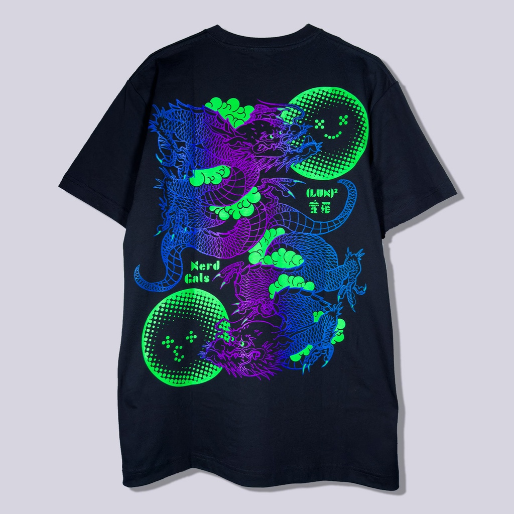 和彫×サイバー 青龍|Tシャツ-黒