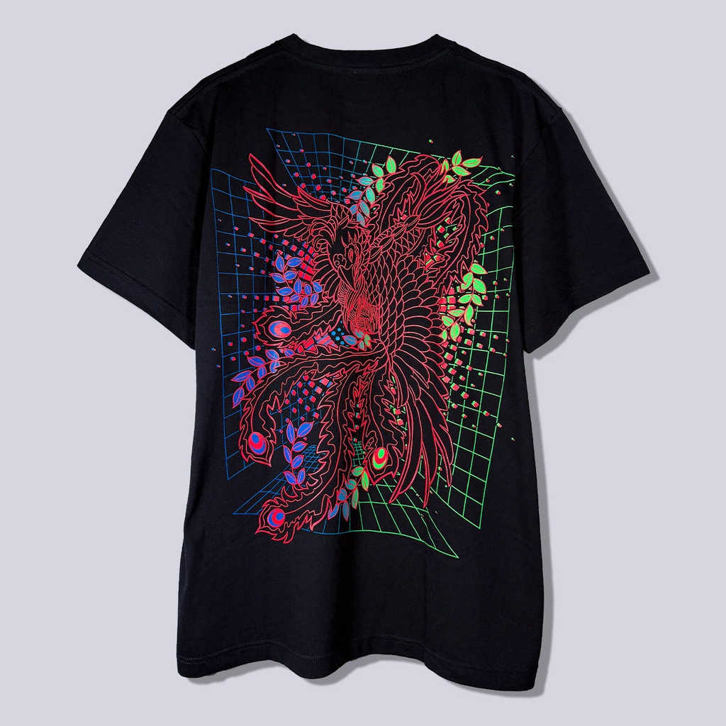 和彫×サイバー 朱雀|Tシャツ-黒