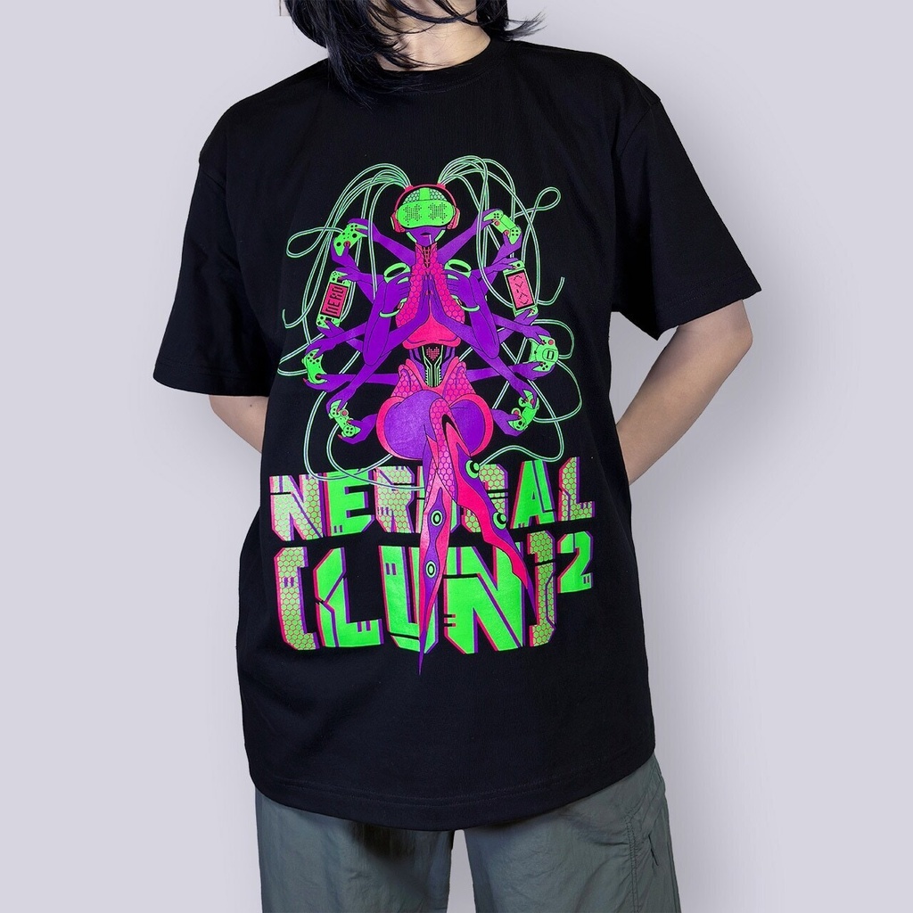 ゲーマーな観音様｜Tシャツ-黒