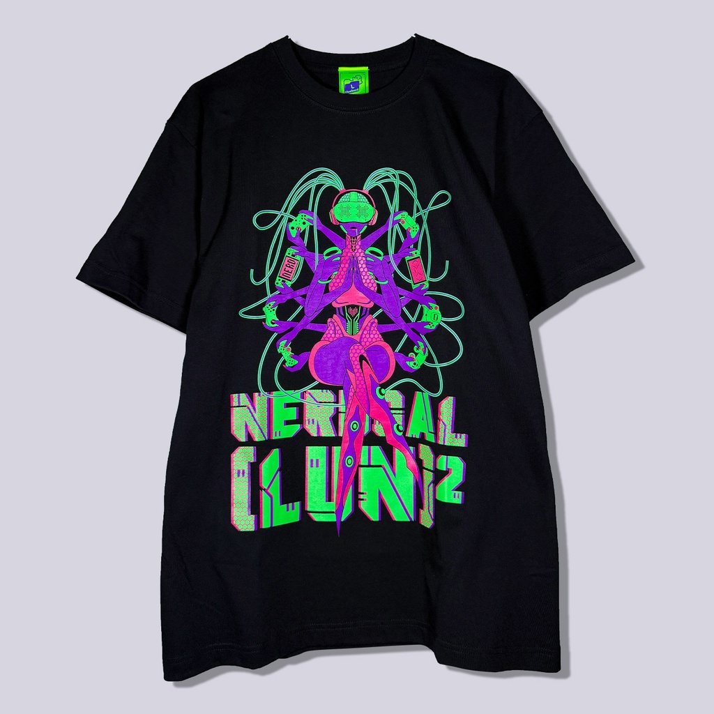 ゲーマーな観音様|Tシャツ-黒