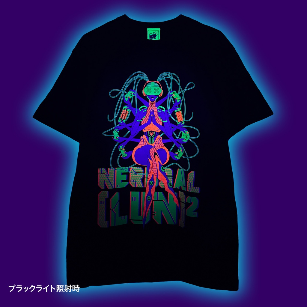 ゲーマーな観音様|Tシャツ-黒