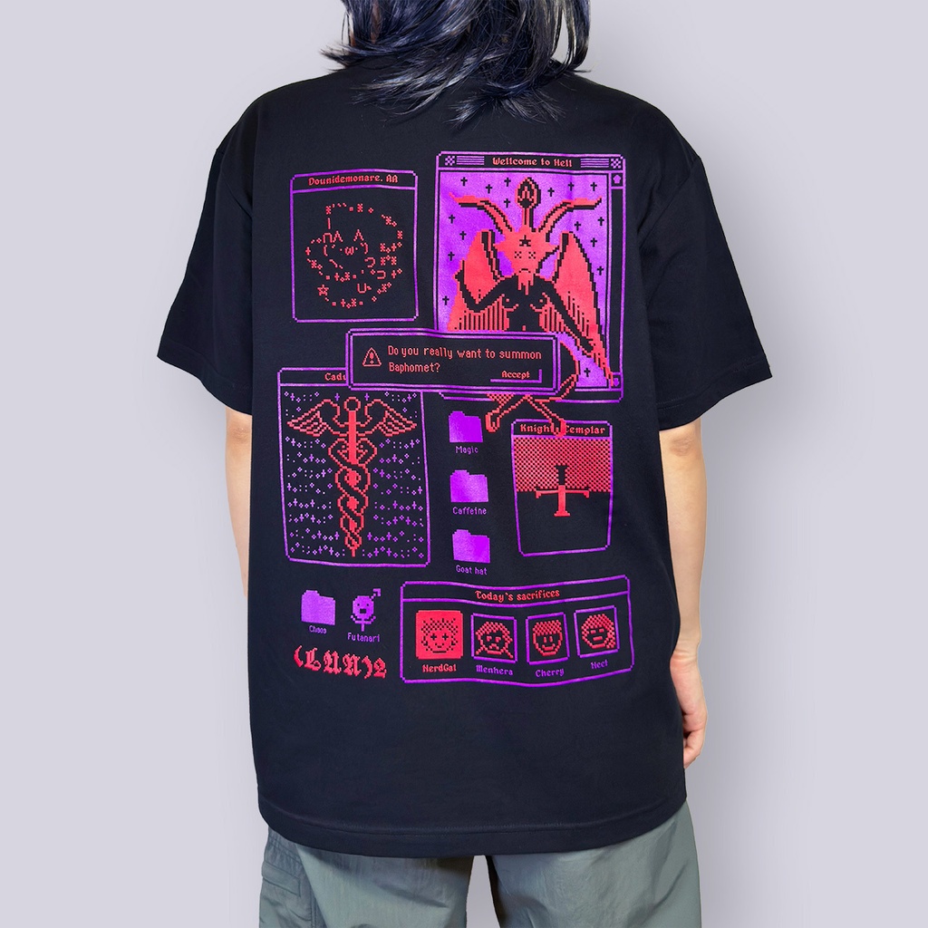 黒魔術デスクトップ｜Tシャツ-黒