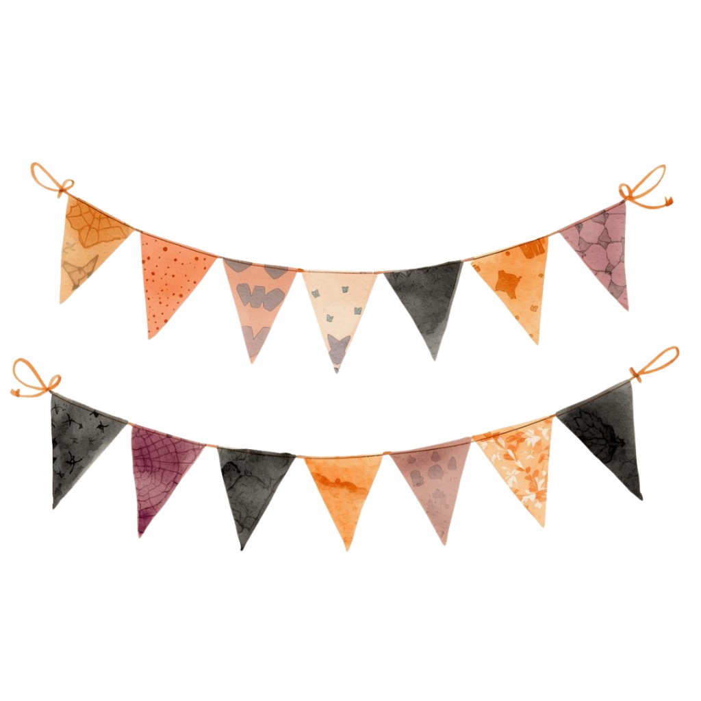 Halloween 水彩クリップアート 12種セット|アンティーク可愛いオレンジデザイン【PNG形式・透過】