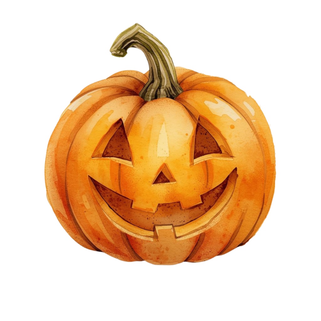 Halloween 水彩クリップアート 12種セット|アンティーク可愛いオレンジデザイン【PNG形式・透過】