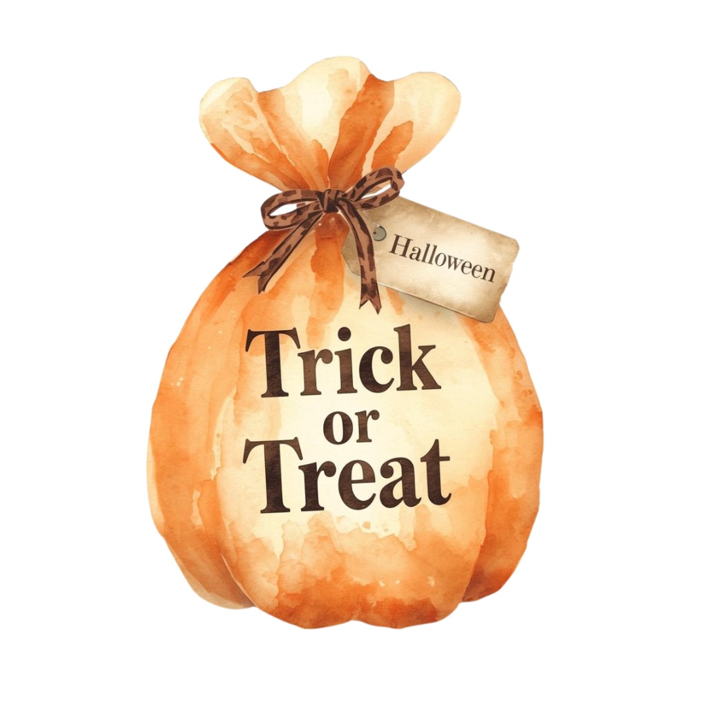 Halloween 水彩クリップアート 12種セット|アンティーク可愛いオレンジデザイン【PNG形式・透過】