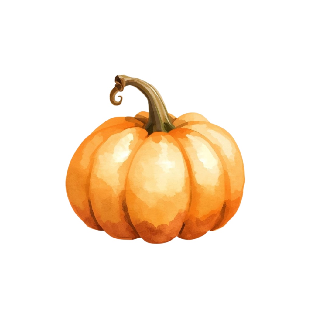 Halloween 水彩クリップアート 12種セット|アンティーク可愛いオレンジデザイン【PNG形式・透過】