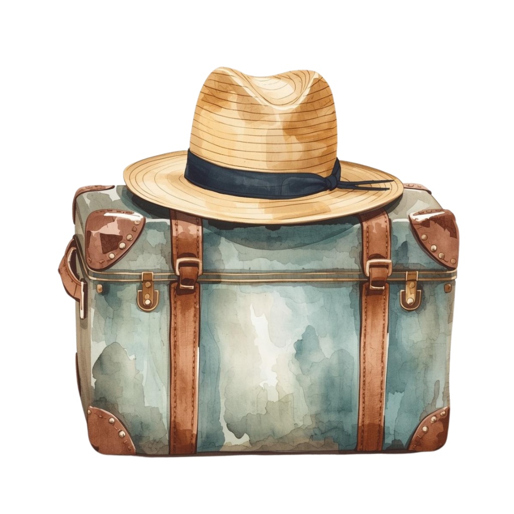 秋の旅行シリーズ|アンティーク水彩クリップアートセット(12点・PNG・透過)