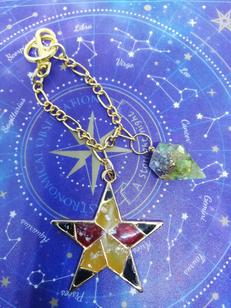 お星様に導かれ(オルゴナイトキーホルダー)