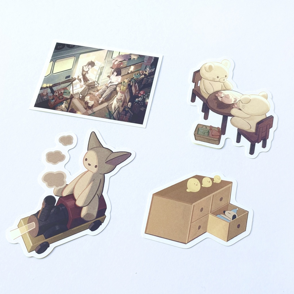 絵から飛び出したステッカー「ねむれなくても大丈夫だよ」