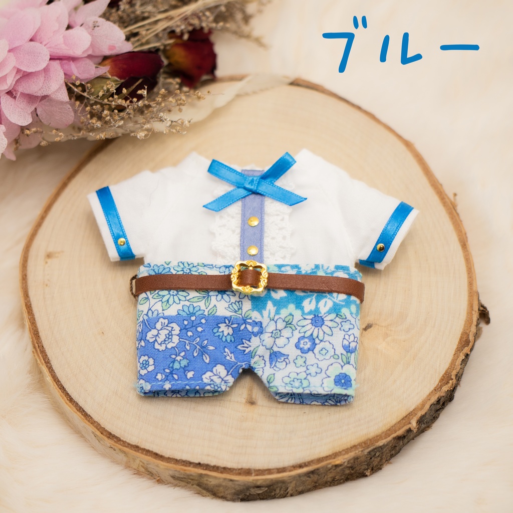 フリルシャツ&花柄パンツセット