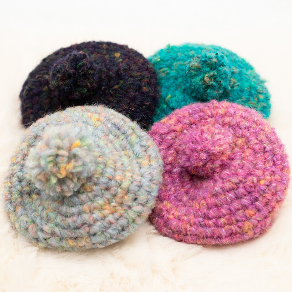 手編みニットベレー帽