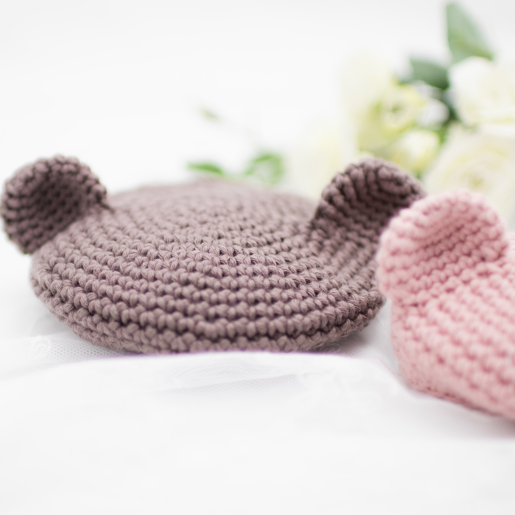 【コットン】くま耳ベレー帽