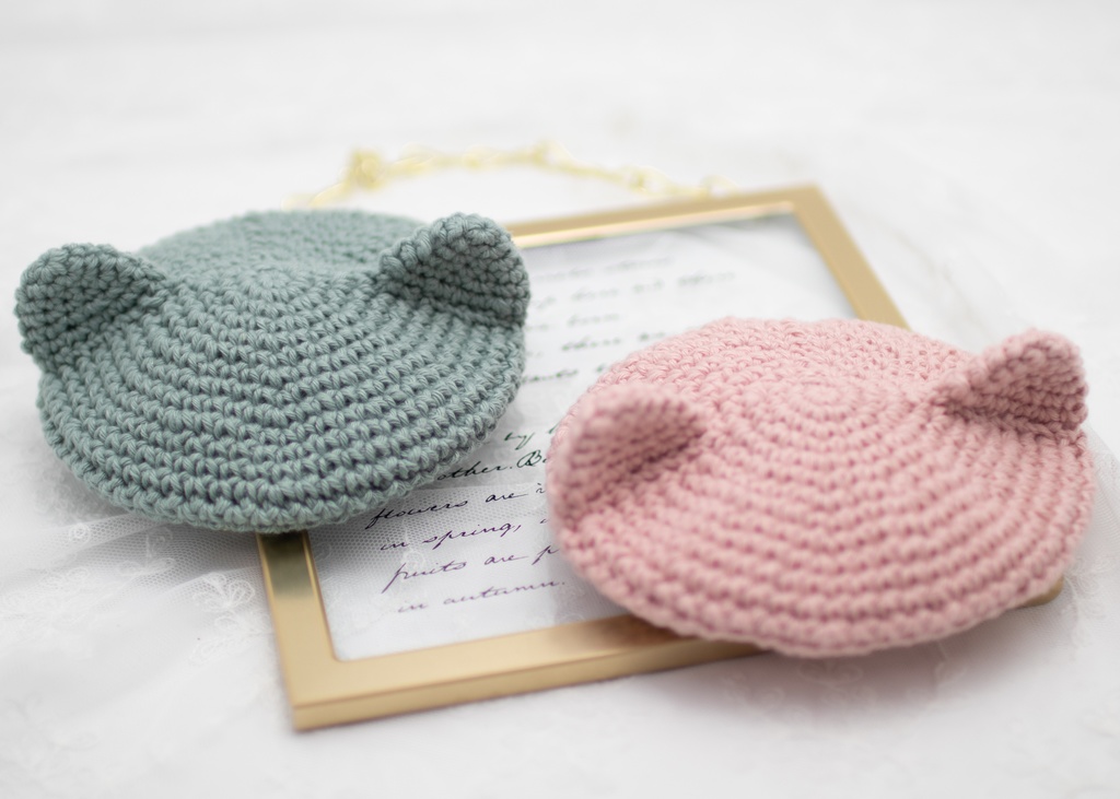 【コットン】ねこ耳ベレー帽