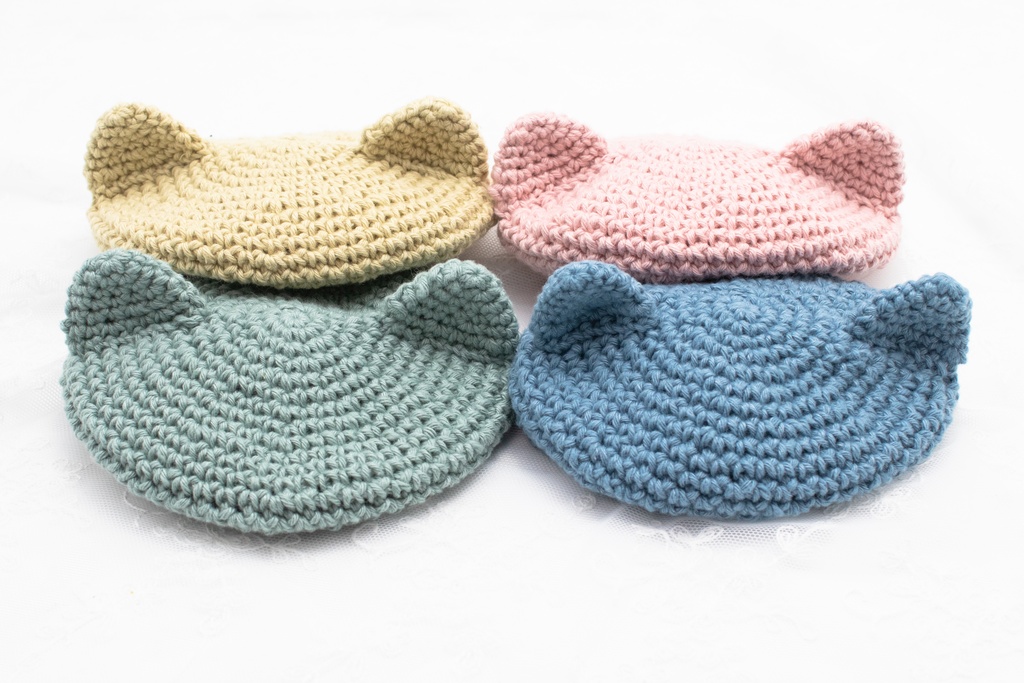 【コットン】ねこ耳ベレー帽