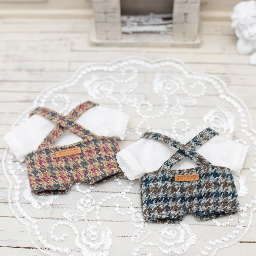 【16㎝ぬい】チェック柄サロペットセット