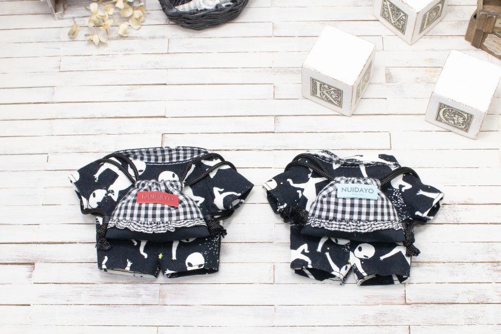 【16cmぬい】エイリアン柄つなぎセット