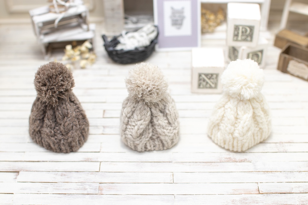 【1/12サイズドール】アラン柄ニット帽