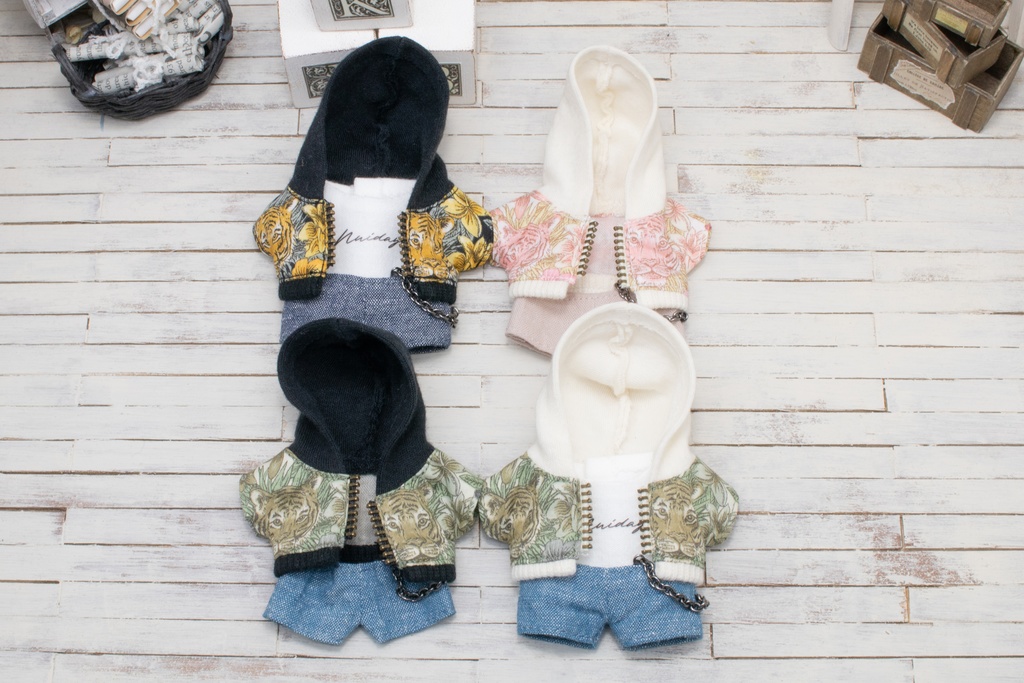 【10-12cmぬい】Tigerフードジャケットセット