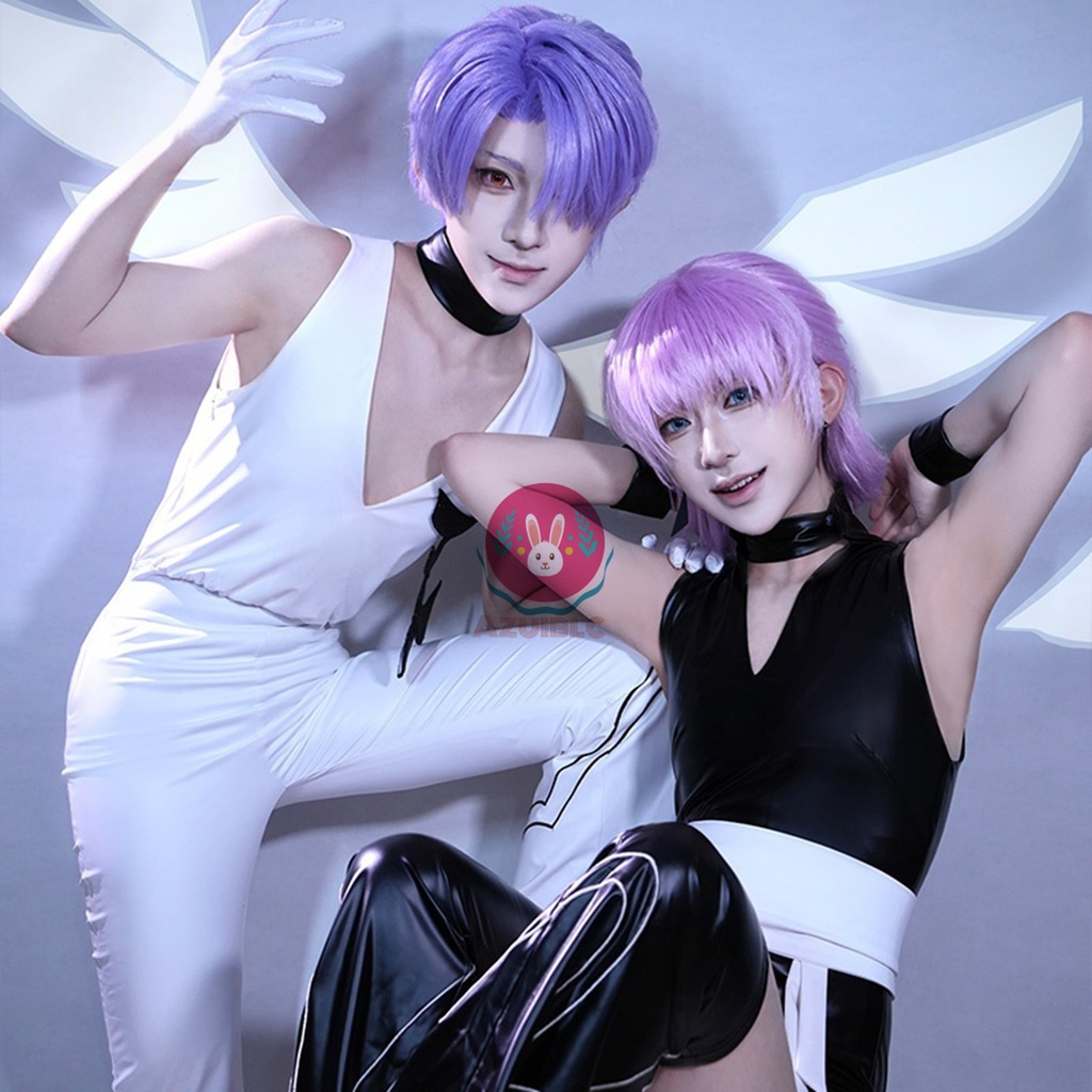 Azuiblc 天使兄弟 ウィッグ付き コスプレ衣装 new パンティ&ストッキングwithガーターベルト POLYESTER ポリエステル POLYURETHANE ポリウレタンコスプレ コスチュームセット グッズ アニメ cosplay