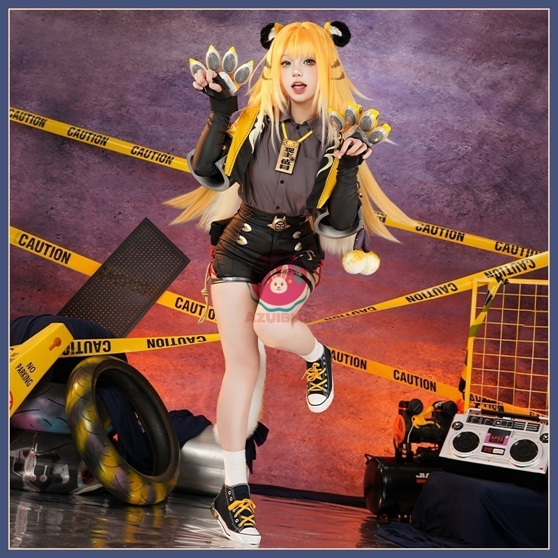 Azuiblc ゼンゼロ 橘福福 コスプレ衣装 虎耳+尻尾付き チーフーフー 虎娘 コスチュームセット ゼンレスゾーンゼロ ニメ cosplay