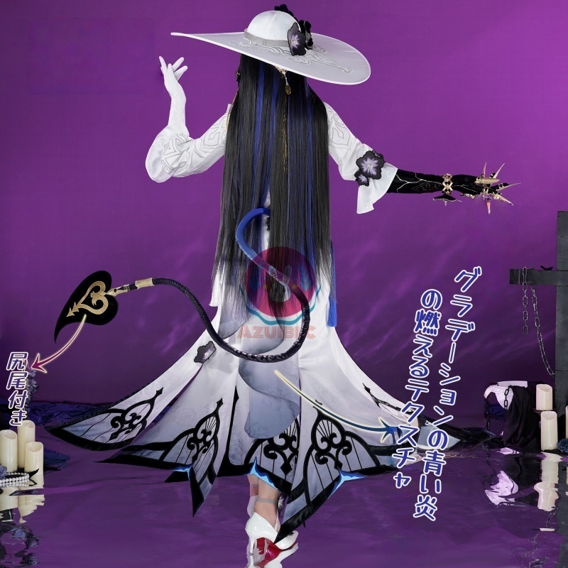 Azuiblc 崩壊:スターレイル コンスタンス ダリア コスプレ 衣装 帽子 ツノ 尻尾付き 金属アクセサリー コスチュームセット グッズ