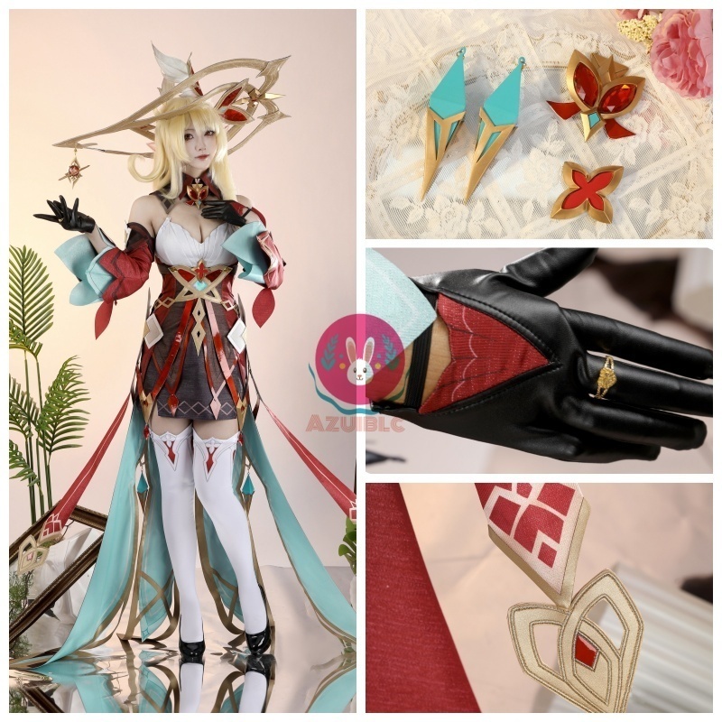 Azuiblc 原神 アリス コスプレ コスプレ衣装 魔女ハット付き アリスさん コスチュームセット アニメ cosplay