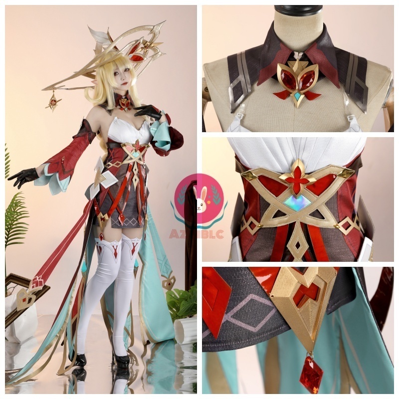 Azuiblc 原神 アリス コスプレ コスプレ衣装 魔女ハット付き アリスさん コスチュームセット アニメ cosplay