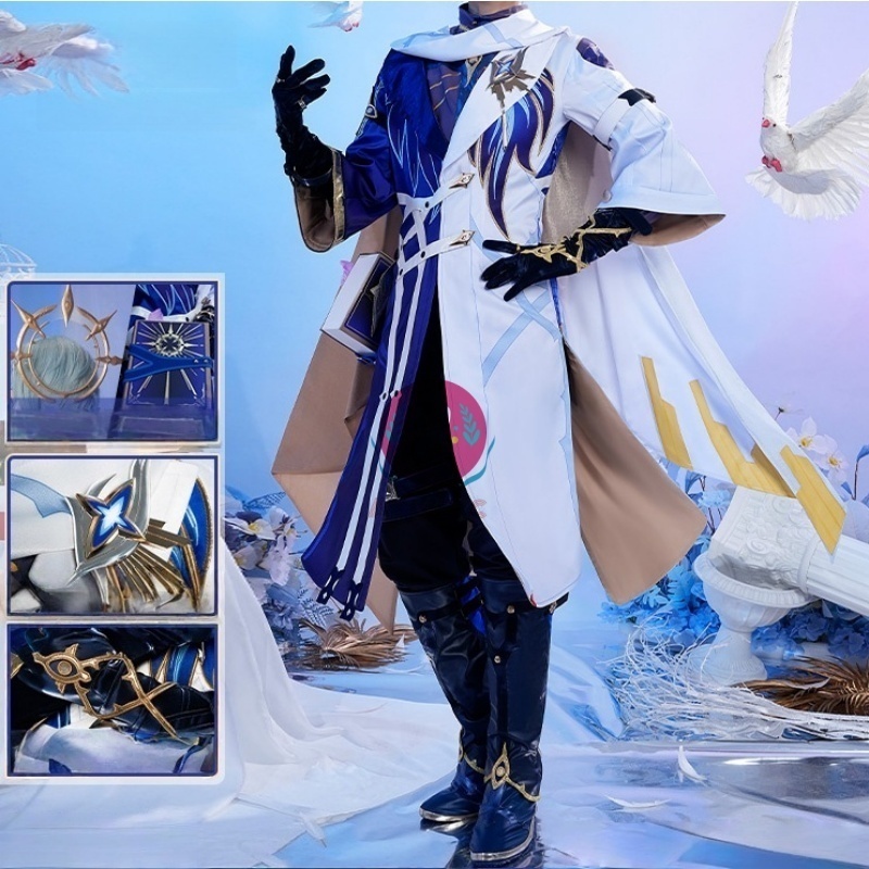 Azuiblc 崩壊：スターレイル サンデー 調和 コスプレ衣装 コスチュームセット 金属アクセサリー グッズ 羽根 天使の環付き cosplay