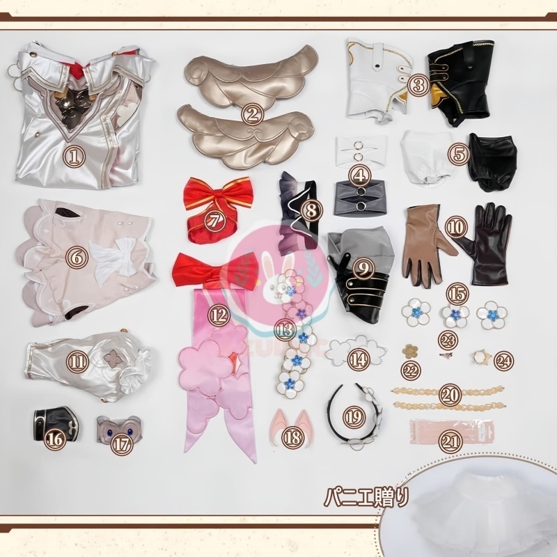 Azuiblc 崩壊:スターレイル トリビー トリアン トリノン コスプレ衣装 髪飾り3種類 コスチュームセット パニエ付き 靴カバー付き cosplay