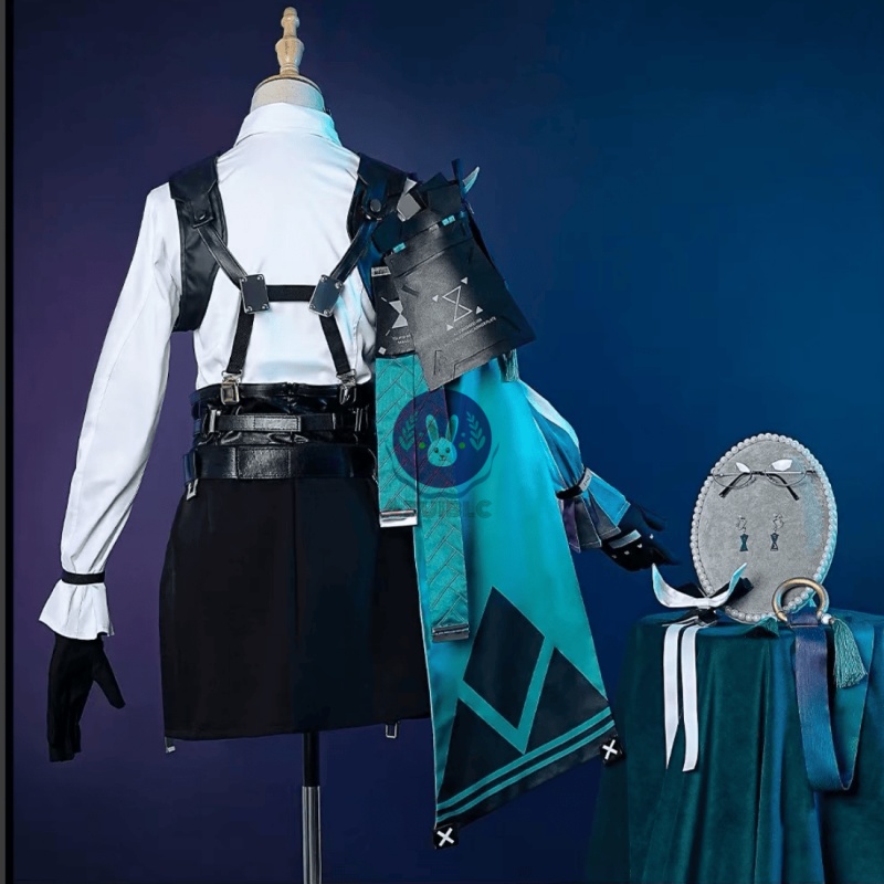 Azuiblc ゼンゼロ 月城柳 コスプレ衣装 イヤホン付き メガネ イヤリング 名札 コスチュームセット OL オフィスレディ cosplay