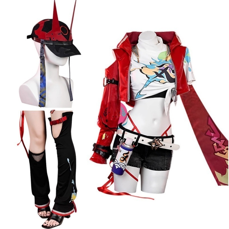 Azuiblc 崩壊：スターレイル 乱破 コスプレ衣装 らんは コスチュームセット 金属アクセサリー グッズ 腿カバー付き cosplay