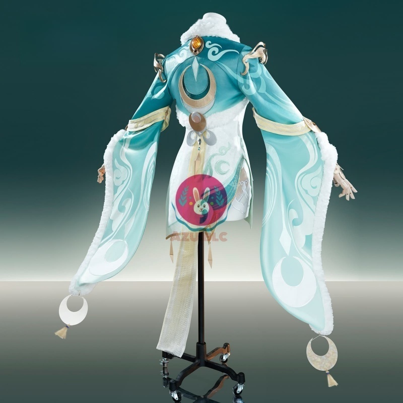Azuiblc 原神 兹白 しばく コスプレ 衣装 腿カバー付き 金属アクセサリー 白馬の仙人 コスチュームセット cosplay