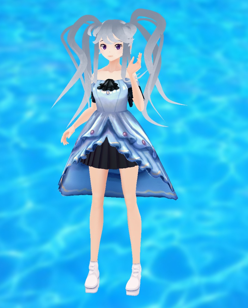 【VRoid】ピュアテイルワンピース/Off-shoulder fishtail dress
