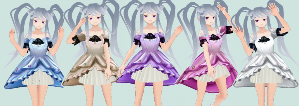 【VRoid】ピュアテイルワンピース/Off-shoulder fishtail dress