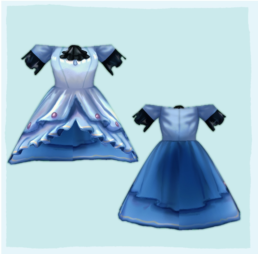 【VRoid】ピュアテイルワンピース/Off-shoulder fishtail dress