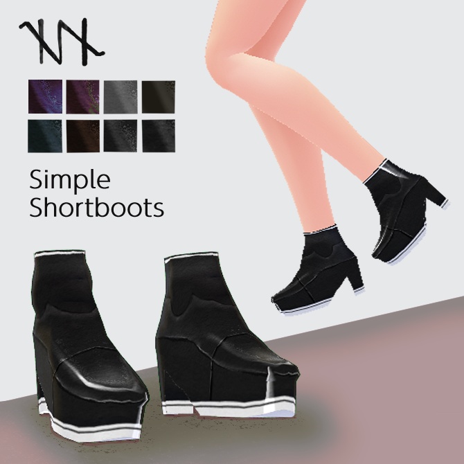 Vroid シンプルショートブーツ Simple Short Boots かがりび支店 Booth